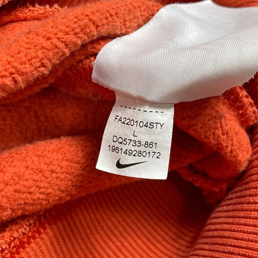 Nike Sweatshirt Womens Large Phoenix Fleece Orange Center Swoosh Crew Relaxed